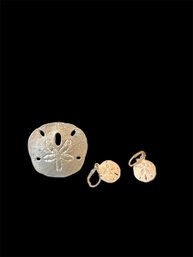 Sterling Sand Dollar Earrings And A Metal Sand Dollar Pendant