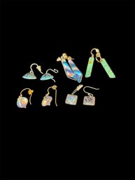 4 Pairs Of Metallic Earrings And 1 Acrylic