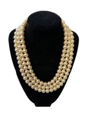 Marvella 3 Strand Faux Pearl Necklace