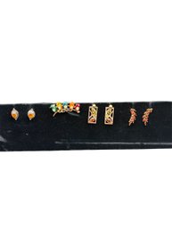 Silver Earrings. Gold Tone Pin.