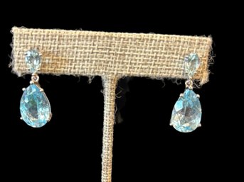 Sterling Silver Blue Topaz Earrings