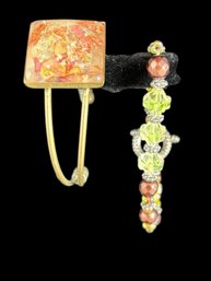 2 Bracelets-1cuff And 1 With Toggle Clasp