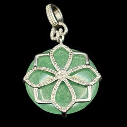 Jade Flower Pendant By Ross Simons-sterling Silver