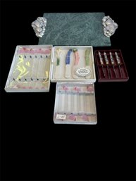 Marble And Pewter Cheese Platter By The Seagull In Marblehead, MA Spreaders By Arthur Court