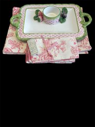 Platter With Attached Dip Bowl By MEO, Placemats And Napkins By Patricia Spratt