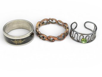 3 Rings-size 12, 8 And A Cuff Ring-most Likely For Pinky