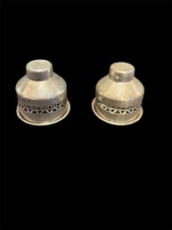 2 Saks 5th Ave Sterling Hurricane Lamp Shade Holders