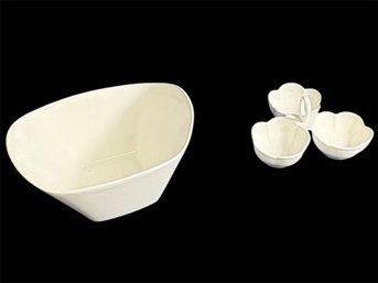 Home Ceramic Popcorn Bowl With Ilemulino Porcelain 3 Bowl Caddy