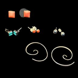 5 Pairs Of Earrings-sterling Silver