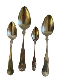 J.Hayden, F. & H, & Unbranded Coin Silver Serving Spoons & Silver Plated Spoon