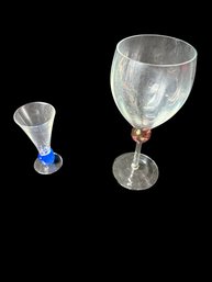 Blue & Pink Colored Decorative Glass Pair