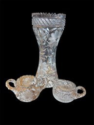 Vase, Sugar Bowl And Creamer  American Brilliant Period