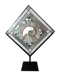 Nautilus Shell Stained Glass Suncatcher Standing Art (dR)