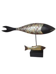 Wooden Fish Sculpture Pair (H)