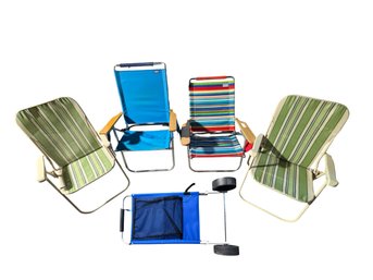 Beach Chairs And Beach Carrier 5 Pc (B)