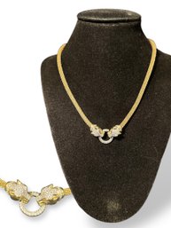 Dyadema Panther Necklace Italian 925 Silver (gold Plated)