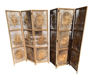 Wicker Sun Burst Room Divider Pair (SR)