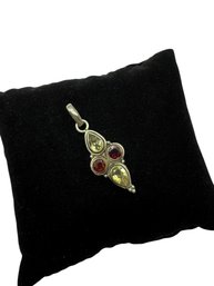 Sterling Silver Citrine & Garnet Pendant