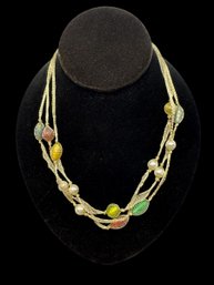 Fabric Caged Bead Necklace