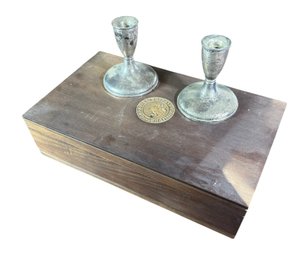 Weighted Sterling Candle Holder Pair & Coin Collectors Box (LR)