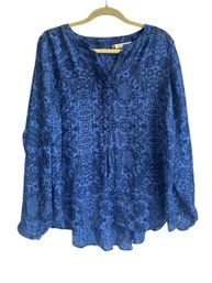 Blue Pattern Blouse, Stud Details