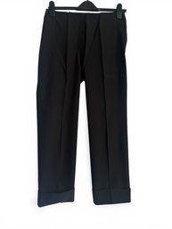 Cropped Black Slacks With Cuffs