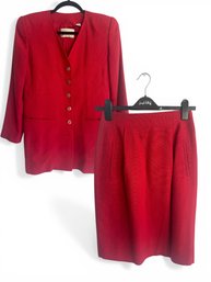 Red Suit Jacket And Skirt Set