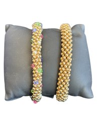 2 Gold Filled Cluster Beaded Bracelets