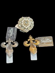 2 Fleur De Lis Magnetic Pins And 1 Heart Magnetic Pin