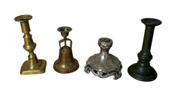 Brass, Metal, & Pottery Candlestick Assortment 4pc (DR)