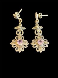 Sterling Marcasite And Amethyst Earrings