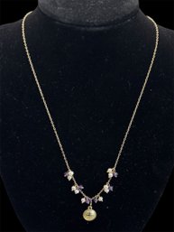 Zoe B 14K Amethyst And Pearl With Cross Charm Necklace 17 .09ozt