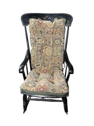Antique Hand Painted Black Rocking Chair With L.L.Bean Cushions (BR2)