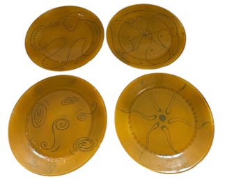 Abstract Hand Painted Celestial Plates 4pc (K)