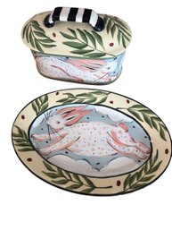Droll Designs Casserole And Platter Set. (LR)