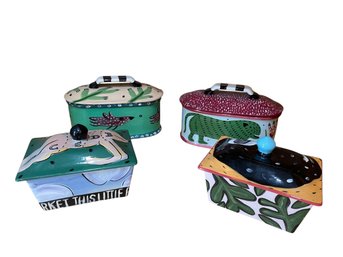 Droll Deaigns Covered Ceramic Canisters (K)