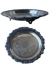 Set Of 2 Metal Footed Platters (LR)
