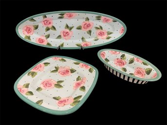 Droll Designs Rose Motif 3 Pc Serving (k)