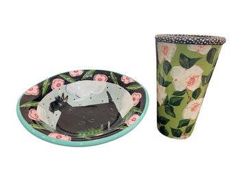 Droll Designs Scottie Dog Bowl & Rose Vase (K)