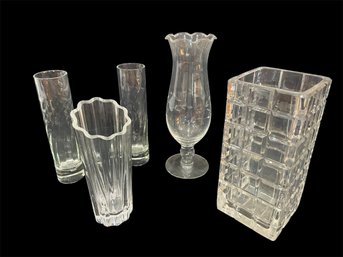 Lenox Crystal Vase, Crystal Vase &  3 Glass Vases (k)