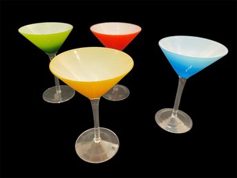 Four Art Glass Martini Glasses (Bar)