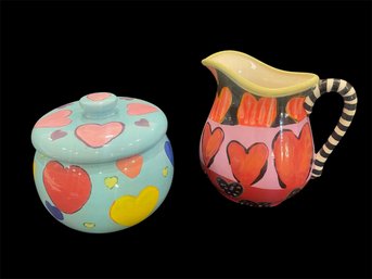 Droll Designs Heart Motif Canister & Pitcher (D)