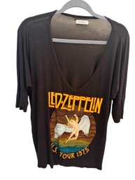 Womens Vee Neck LED Zeppelin Tee With Beaded Bling On Logo! (Mb)