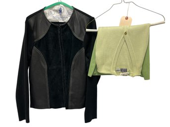 Escapade Suede/leather Coat L & IRKA Sweater L  (MB)