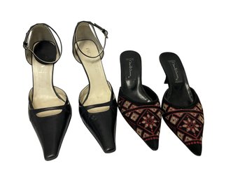 PRADA Black Leather Heels 37,  David Aaron Mules 7 (MB)