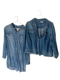 Denim Style Button Down Top Set - 2x, 3 (BR1)