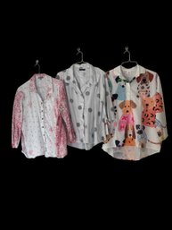 Set Of 3 Button Down Blouses, XL (BR1)
