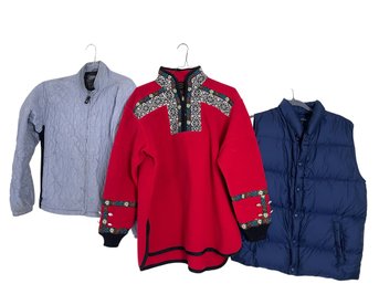 Obermeyer Fleece M, Lands End Down Vest 14/16, Spyder Jacket M  (bsmt)