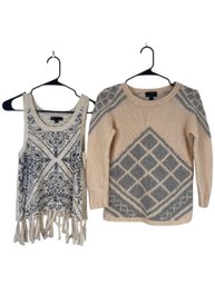 J.Crew Sweater XS, T/O Fringe Top S   (BR2)