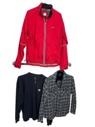 Hind Reflective Coat L, Hurley Flannel Shirt M, AHead Extreme Sweatshirt M (bsmt)